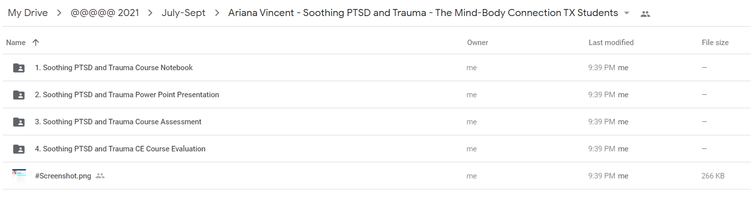 Ariana Vincent - Soothing PTSD and Trauma - The Mind-Body Connection TX Students