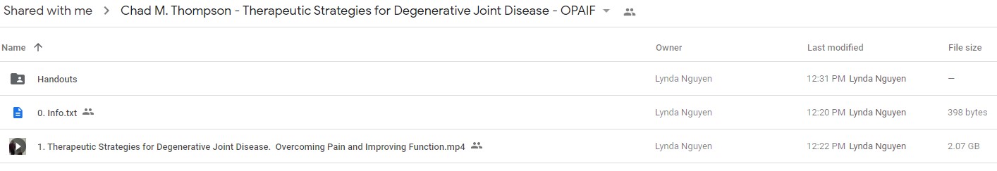 Chad M. Thompson - Therapeutic Strategies for Degenerative Joint Disease Overcoming Pain and Improving Function