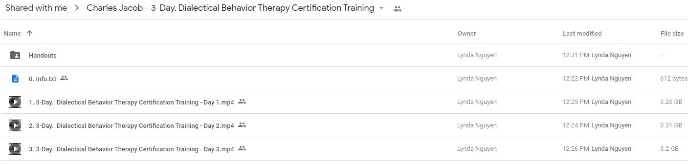 Charles Jacob - 3-Day Dialectical Behavior Therapy Certification Training