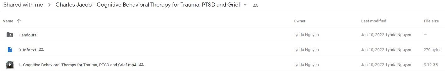 Cognitive Behavioral Therapy for Trauma PTSD and Grief - Charles Jacob