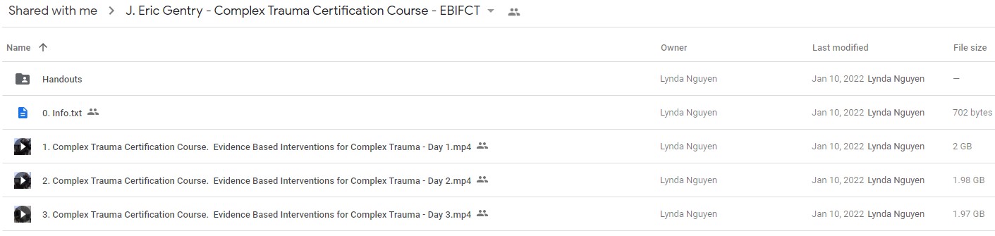 Complex Trauma Certification Course Evidence Based Interventions for Complex Trauma - Eric Gentry