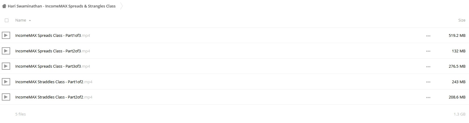 Hari Swaminathan - IncomeMAX Spreads & Strangles Class
