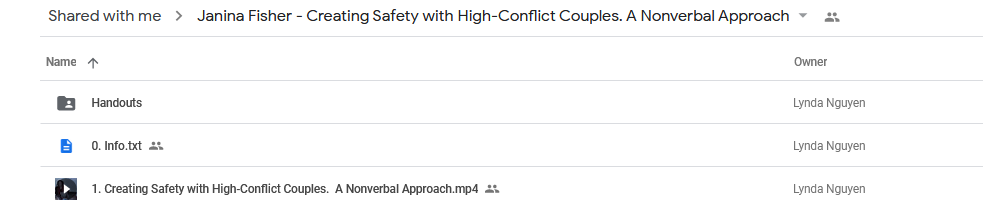 Janina Fisher - Creating Safety with High-Conflict Couples: A Nonverbal Approach