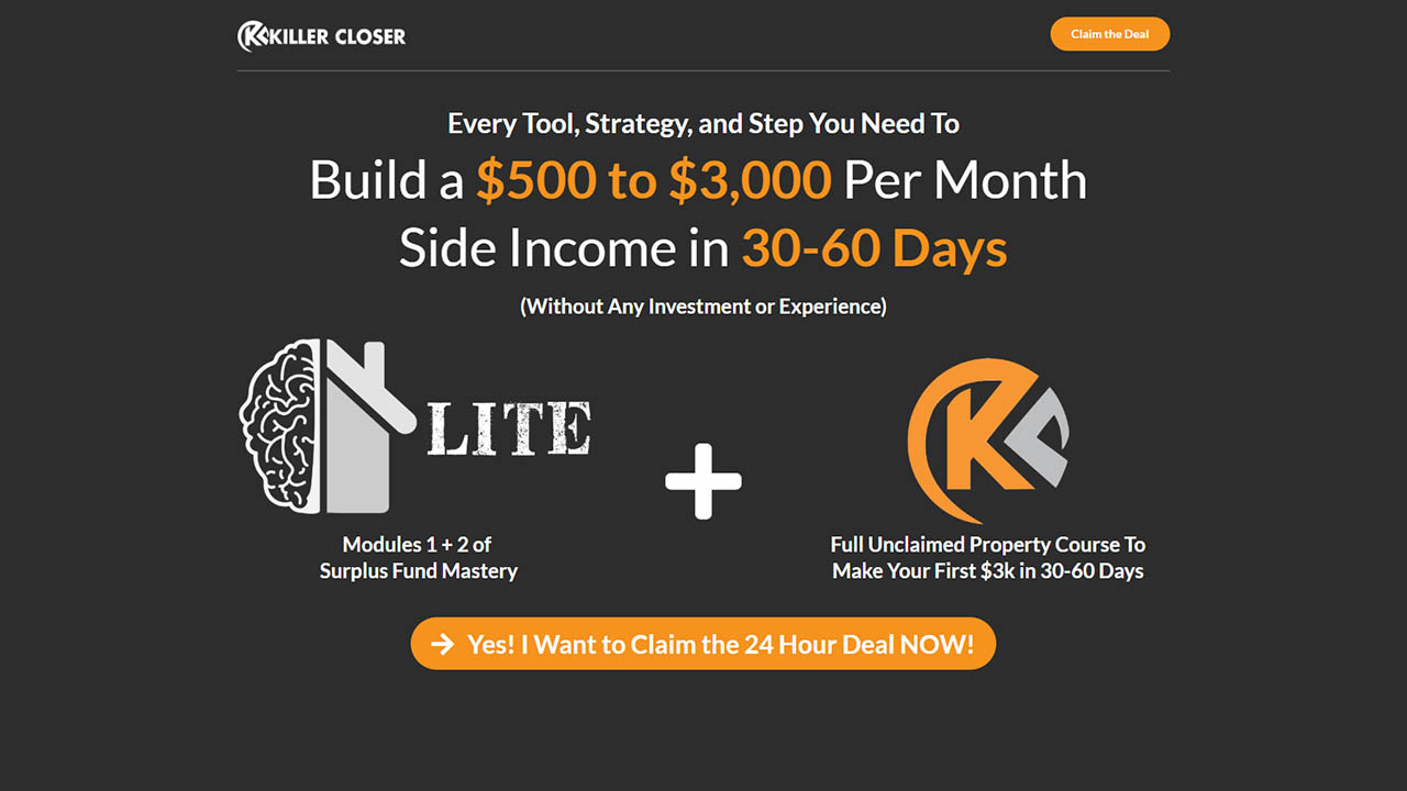 Killer Closer Academy - Build $3,000 Per Month Income In 30-60 Days