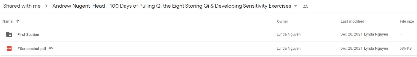 Andrew Nugent-Head - 100 Days of Pulling Qi the Eight Storing Qi & Developing Sensitivity Exercises