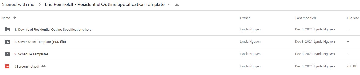 Eric Reinholdt - Residential Outline Specification Template