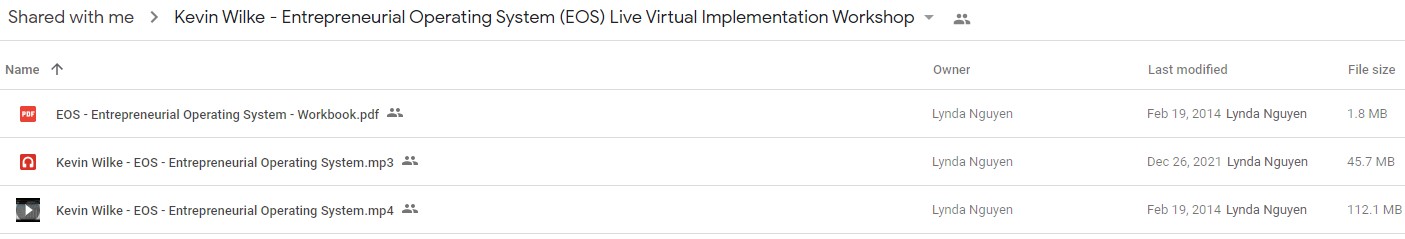 Kevin Wilke - Entrepreneurial Operating System (EOS) Live Virtual Implementation Workshop