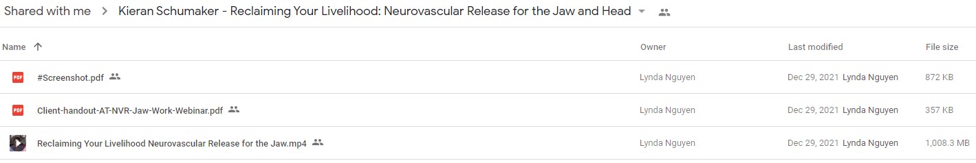 Kieran Schumaker - Reclaiming Your Livelihood Neurovascular Release for the Jaw and Head