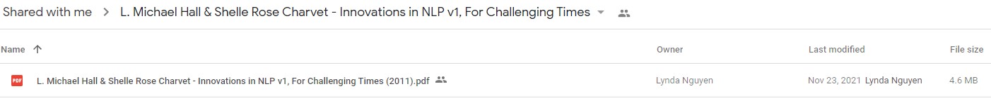 L. Michael Hall & Shelle Rose Charvet - Innovations in NLP v1 For Challenging Times